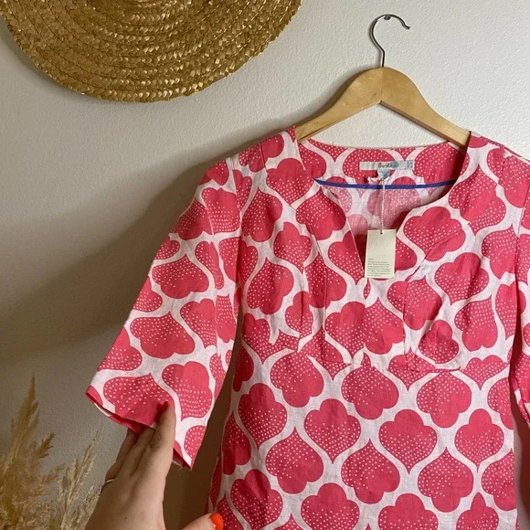 NEW Boden Ikat Pink Linen Dress, NWT - Picture 3 of 7
